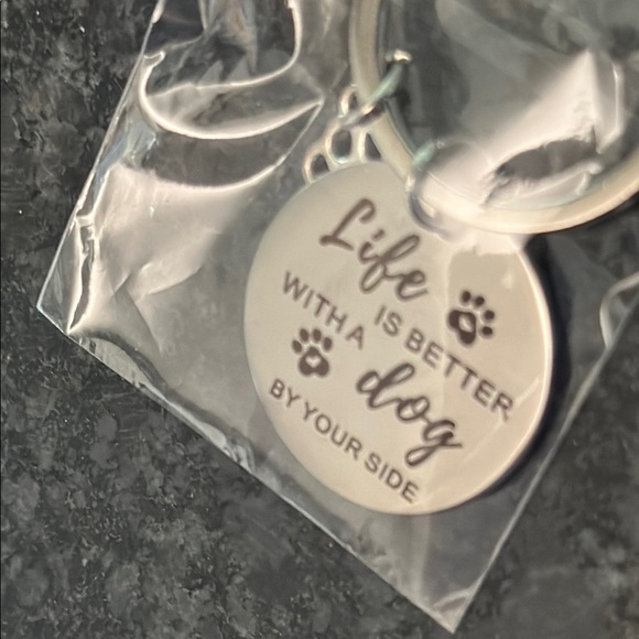 Life is Better With A Dog By Your Side Silver Dog Paw Charm Keychain nwt silver - Picture 6 of 6